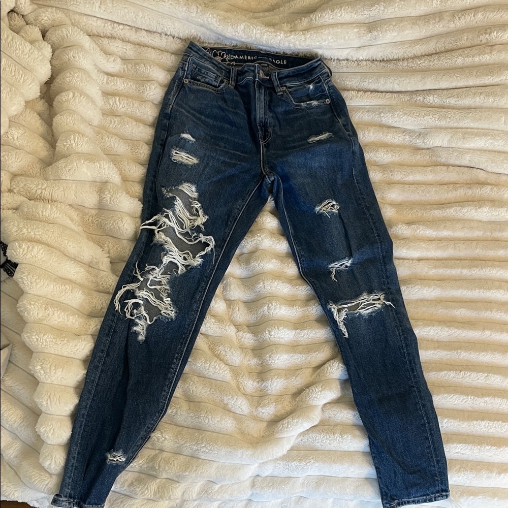 American Eagle Outfitters Dark Blue Distressed Skinny Jeans